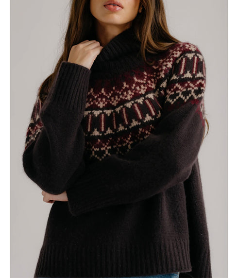 Scottie Slouch Fair Isle Cashmere Sweater - Oat Tree Multi